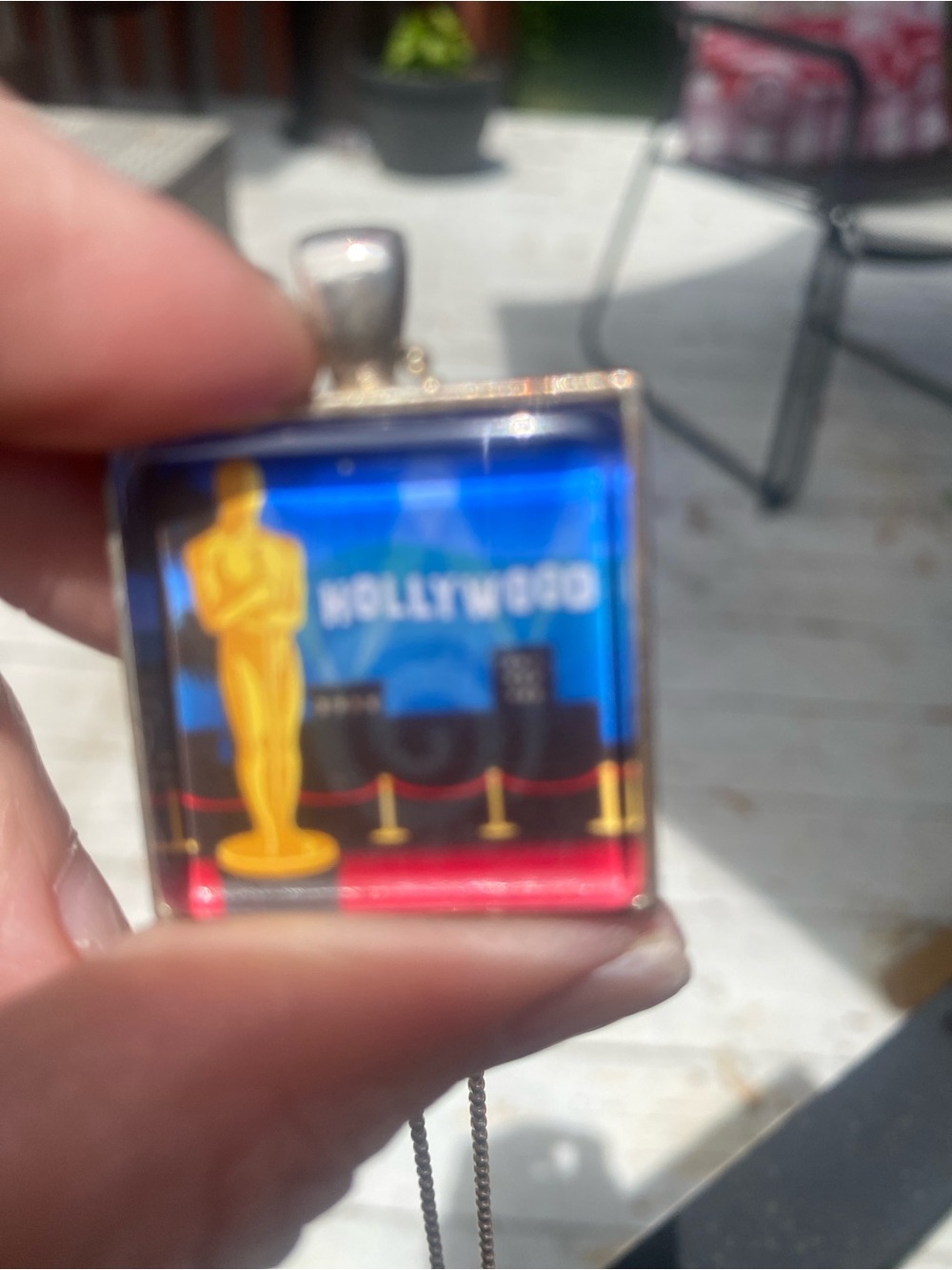 Hollywood Oscar Pendant Necklace with clear Crystal Charm - Picture 6 of 8